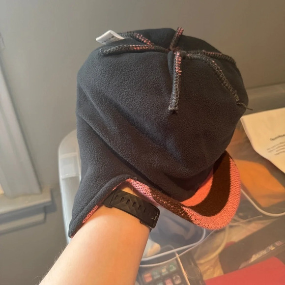 NWT RARE Y2K Paul Frank Kids Pink and Brown  Striped Beanie Hat Brim Pom Pom - Picture 7 of 9